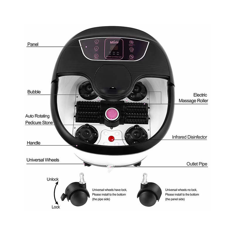 MM-18C Automatische voetspa-badmassager met 8-delige massagerollen en puimsteen